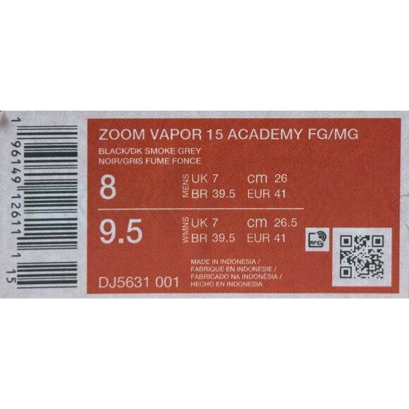 Nike Zoom Vapor 15 Academy FG/MG Black Volt Soccer Cleats Size 8 DJ5631-001 - Picture 7 of 7